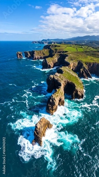 Fototapeta Coastal cliffs and waves