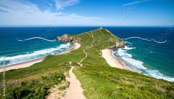 Fototapeta Coastal landscape with lighthouse