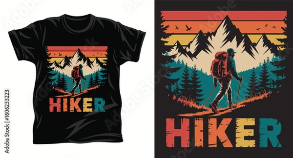 Obraz Hiking graphic t shirt design print.
