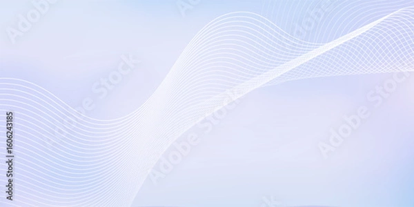 Fototapeta Abstract pastel purple gradient background with white subtle wavy lines - futuristic minimalist vector illustration. Elegant pale curved stripes, smooth dynamic swooshes. Light clean design template.
