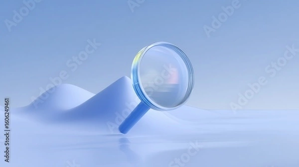 Fototapeta Magnifying Glass Highlighting Data Spike on Blue Analytical Graph for Anomaly Detection