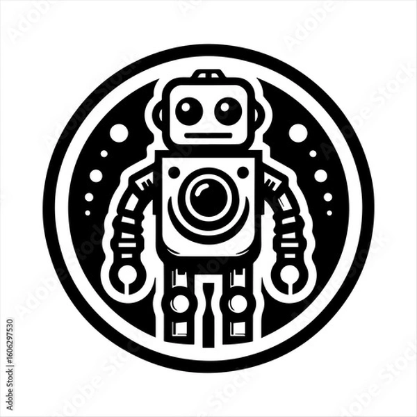Obraz Black and White Robot Illustration