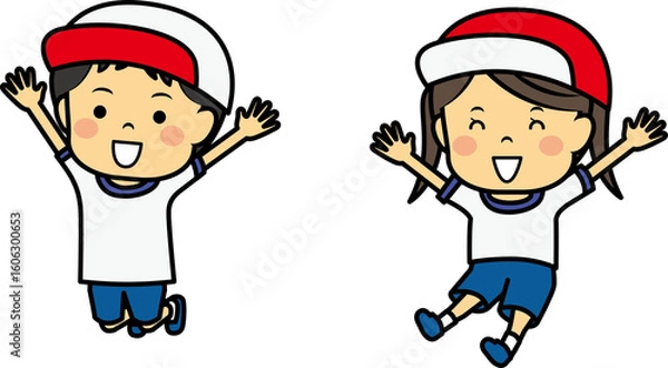 Fototapeta 運動会の小学生男女