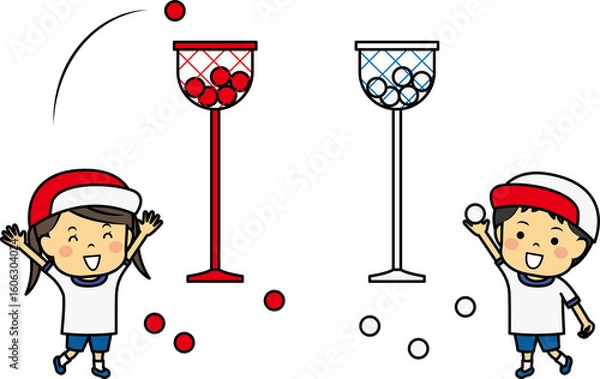 Fototapeta 運動会の小学生男女