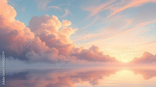 Obraz Serene Sunset Clouds Reflected on Calm Water