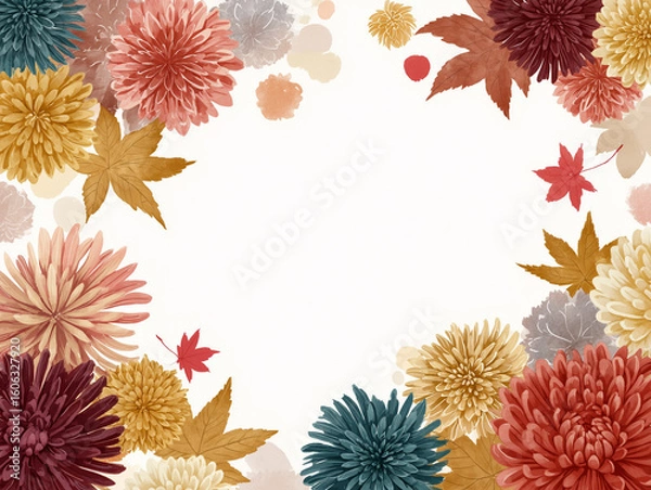 Obraz 和風な秋の花のフレーム