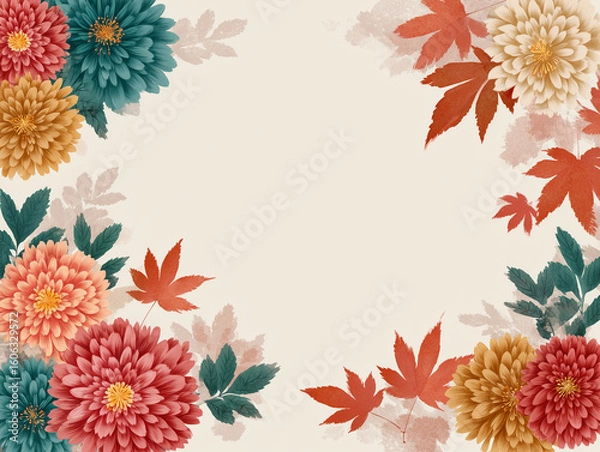 Obraz 和風な秋の花のフレーム