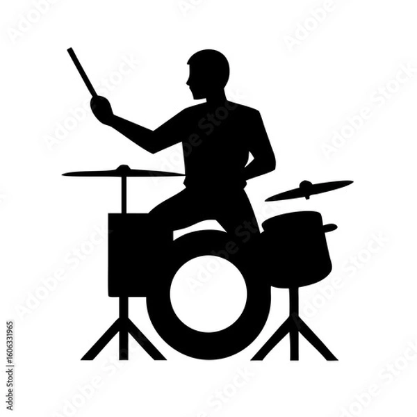 Obraz Silhouette of Drummer with Glowing Rim Light on Stage