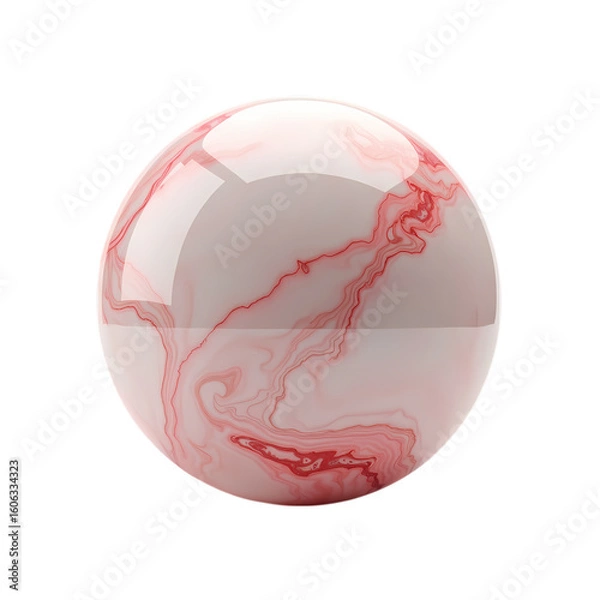 Obraz Pink And White Marble Sphere isolated on transparent background