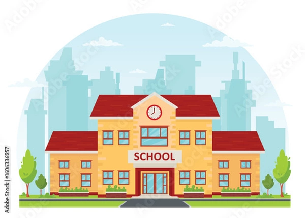 Obraz School building cartoon isolated vector