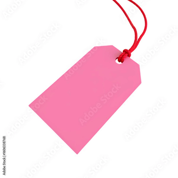 Obraz Blank Pink Pricing tag isolated on transparent background