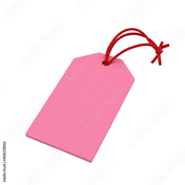 Obraz Blank Pink Pricing tag isolated on transparent background