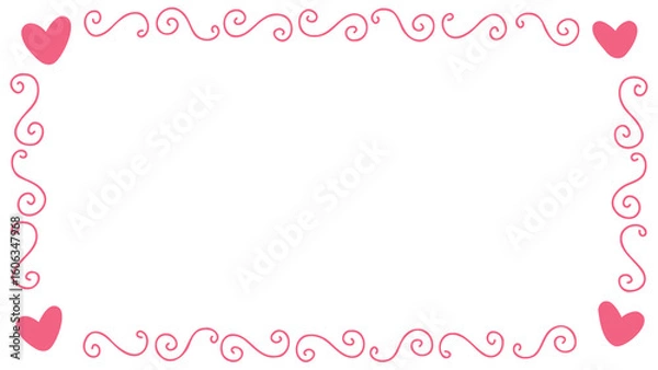Fototapeta Doodle of heart frame for valentine's day. Hand drawn heart element vector.