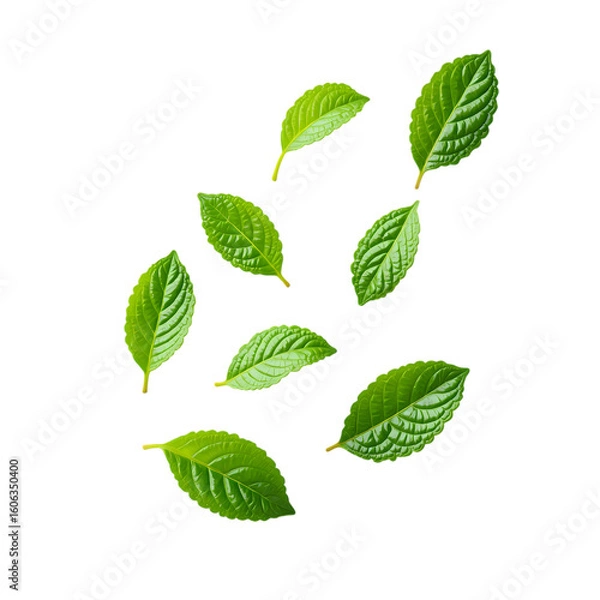 Obraz Vibrant Mint Leaves A Refreshing Botanical Background isolated on transparent background