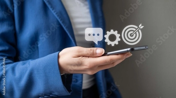 Fototapeta Business goals strategy innovation planning chat target teamwork message success communication on transparent background