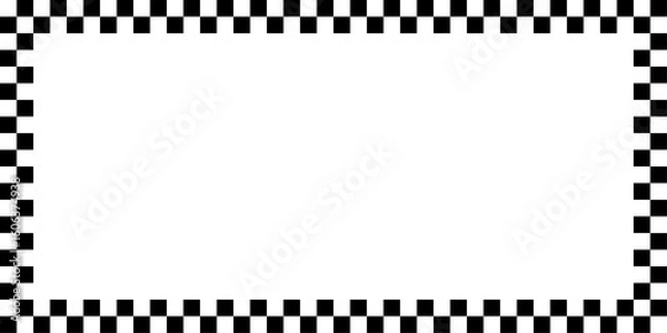 Obraz Checkerboard frame background Pixel art rectangle frame block border Black and White chess board pattern vector Design grid square texture