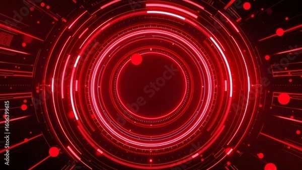 Fototapeta Red Tech Vortex: Digital Energy Core