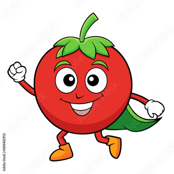 Obraz Cartoon cherry tomato acting as superhero vector