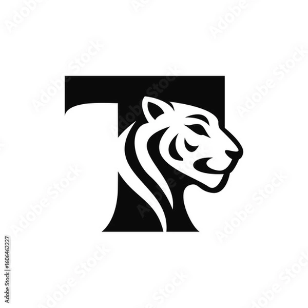 Obraz Letter T Tiger Negative Space Logo
