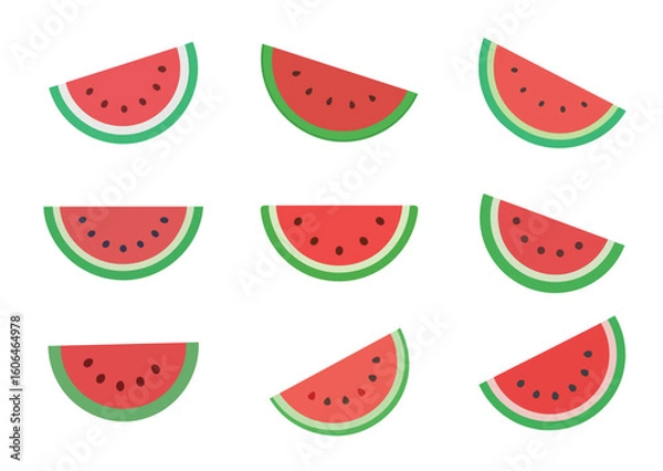 Obraz Watermelon slice Vector Illustration Set