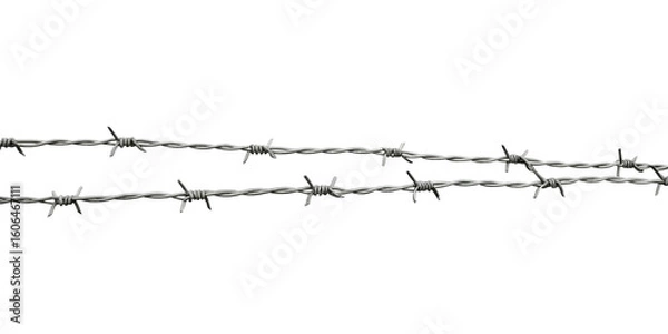 Obraz Barbed wire strands sharp metal points isolated on a transparent background sharp points