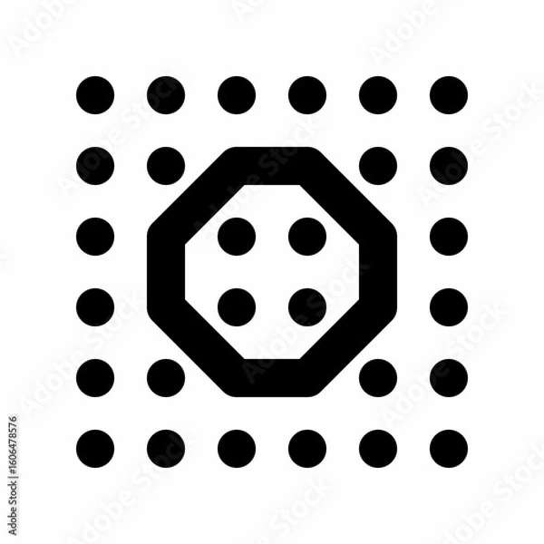 Fototapeta Geometric Data Grid Icon - Octagon with Dots, Technology Pattern
