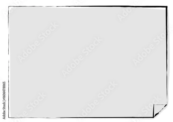 Fototapeta モノクロの角の折れた手描きの紙のフレーム