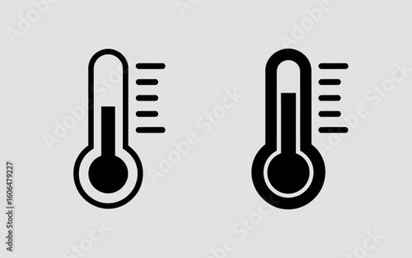 Fototapeta Thermometer Icon Set Outline and Solid Temperature Measurement Vector
