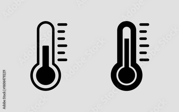 Fototapeta Thermometer Icon Set Outline and Solid Temperature Measurement Vector