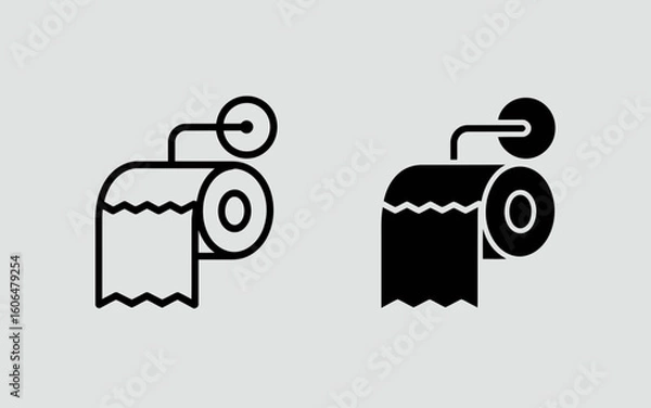 Fototapeta Toilet Paper Icon Set Outline and Solid Tissue Roll Vector Illustration