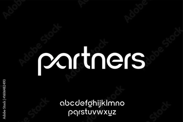 Fototapeta White Modern Font on Black Background