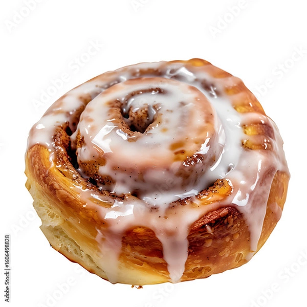 Obraz Glazed Cinnamon Roll with Swirled Icing