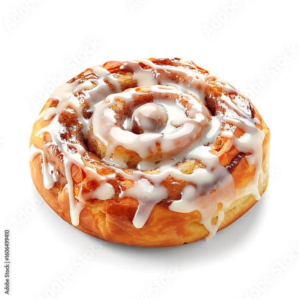 Obraz Glazed Cinnamon Roll with Swirled Icing