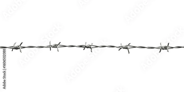 Obraz Metallic wire sharp spikes isolated on a transparent background barbed wire