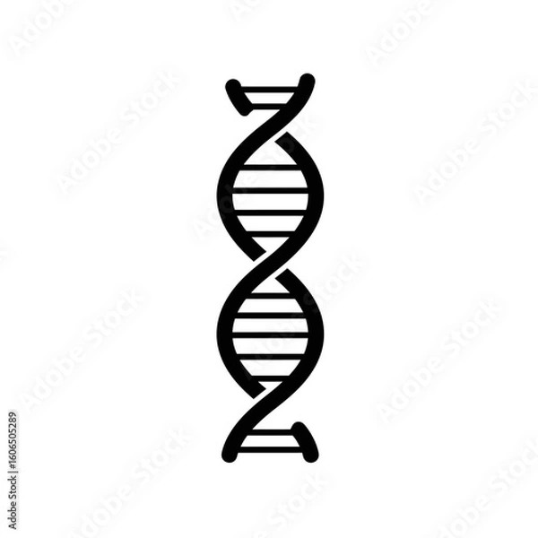 Fototapeta Black DNA strand icon isolated on white background for medical use
