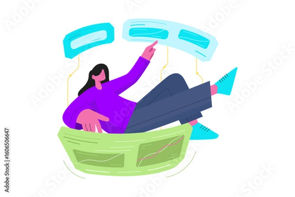 Fototapeta Futuristic Remote Work and Digital Data Visualization Concept