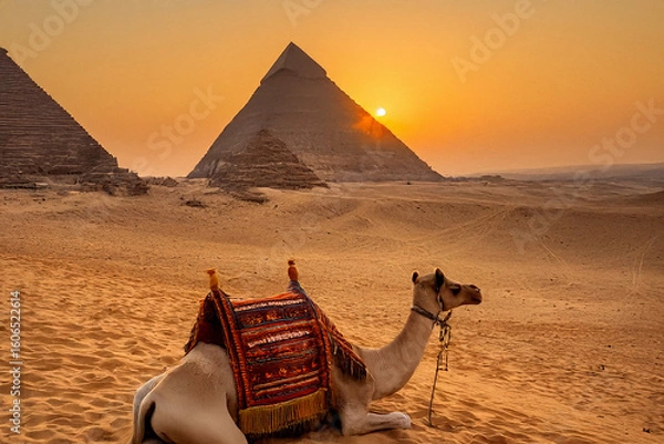 Fototapeta Kamel im sonnenuntergang