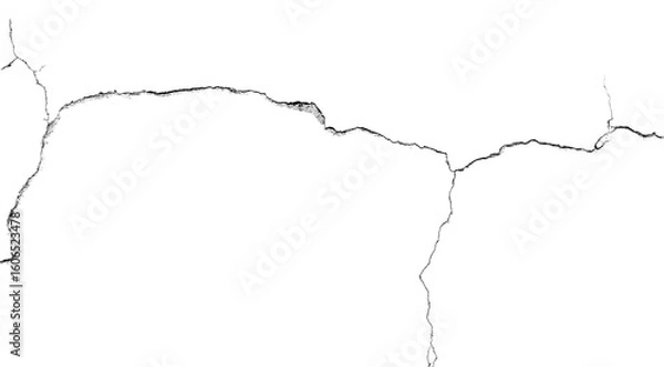 Fototapeta One big crack with two small cracks  transparent background PNG