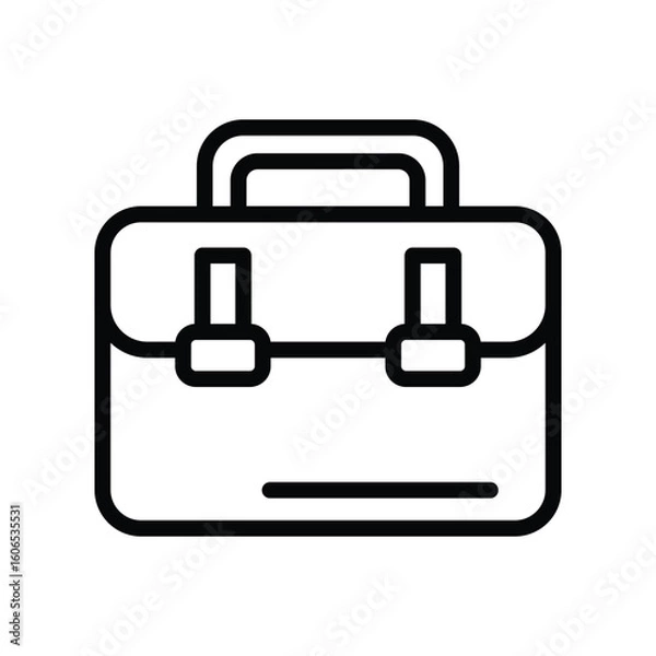 Obraz Stylized Briefcase Icon with Bold Outline and Rectangular Clasps