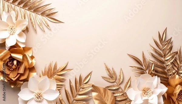 Fototapeta Elegant floral arrangement studio digital art minimalist style close-up view creative design for special occasions