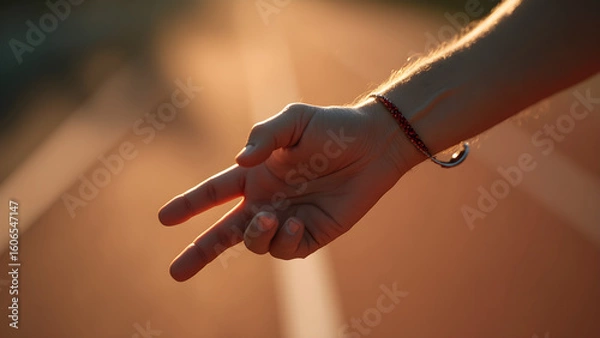 Fototapeta athlete reaching for relay baton. dramatic hand movement in sports. ultra realistic action shot. capturing athletic speed and teamwork.