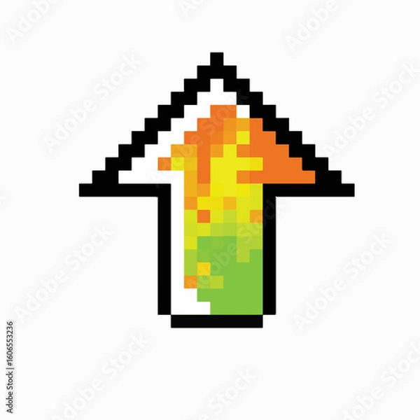 Obraz orange with green fire pixel arrow