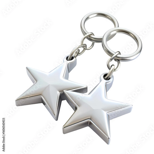 Fototapeta Pair of Silver Star Keychains