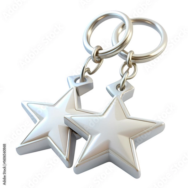 Fototapeta Pair of Silver StarShaped Keychains