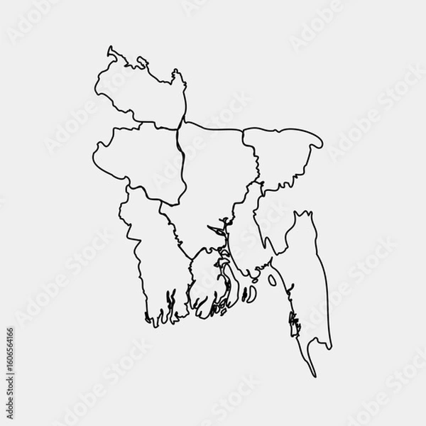 Fototapeta "Minimalist Vector Outline Map of Bangladesh for Geographic and Travel Projects"