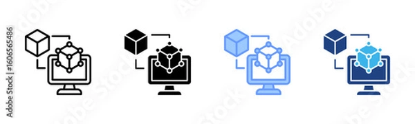 Fototapeta Digital Twin icon set multiple style collection