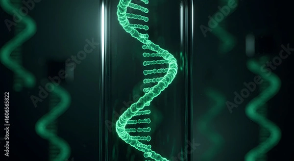 Obraz Green DNA Helix in a Test Tube