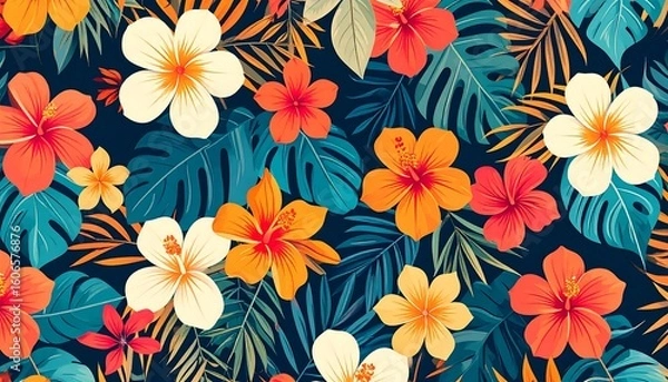 Obraz Tropical floral pattern with summer background.
