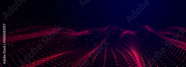 Fototapeta Abstract futuristic wave background. Network connection dots and lines. Digital background. 3d rendering.	