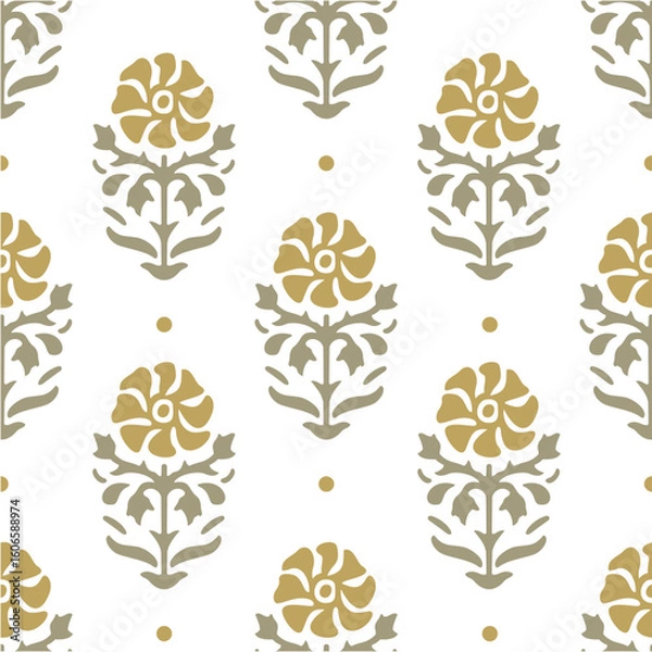 Fototapeta Floral Damask Bunch Seamless Vector Repeat Pattern 